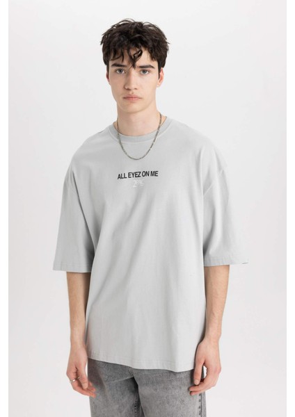 Tupac Shakur Loose Fit Bisiklet Yaka Kısa Kollu Tişört B5519AX24SP