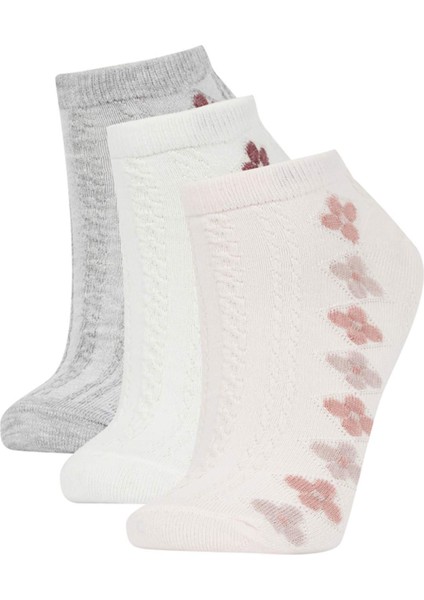 Kadın 3'lü Pamuklu Patik Çorap W9172AZNS