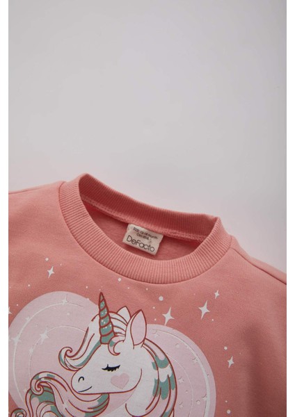 Kız Bebek Unicorn Baskılı Uzun Kollu Elbise B3530A523WN