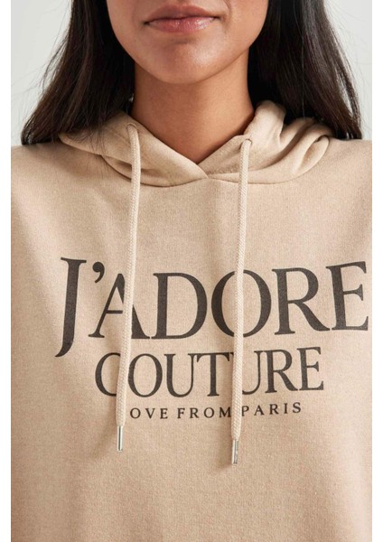 Oversize Fit Kapüşonlu Kalın Sweatshirt B4056AX23AU