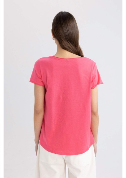 Regular Fit V Yaka Basic Düz Kısa Kollu Tişört K1507AZ24SM