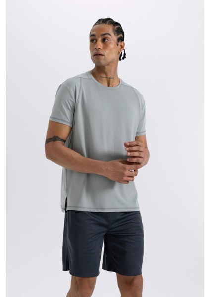 DeFactoFit Standart Fit Bisiklet Yaka Sporcu Ağır Kumaş Kısa Kollu Tişört C2829AX24SM