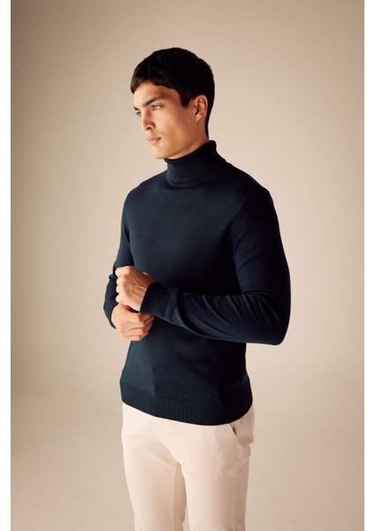 Slim Fit Dar Kesim Balıkçı Yaka Basic Düz Triko Kazak R1124AZ23WN modelleri