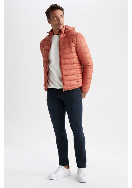Slim Fit Kapüşonlu Su İtici Isı Yalıtımlı Şişme Mont N4661AZ23SP