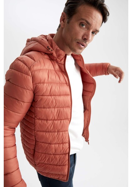 Slim Fit Kapüşonlu Su İtici Isı Yalıtımlı Şişme Mont N4661AZ23SP