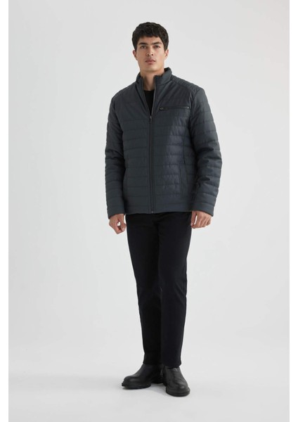 Su İtici Slim Fit Suni Deri Mont Dar Kesim Dik Yaka Fermuarlı Cepli B3568AX24SP fırsatları