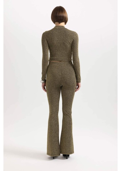 Wide Leg Geniş Paça Beli Lastikli Payetli Kumaş Pantolon B6655AX23WN fırsatları