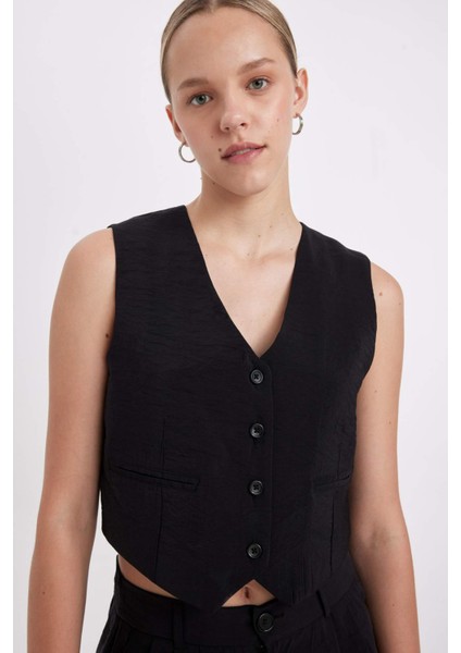 Regular Fit V Yaka Modal Blazer Yelek D4041AX24HS