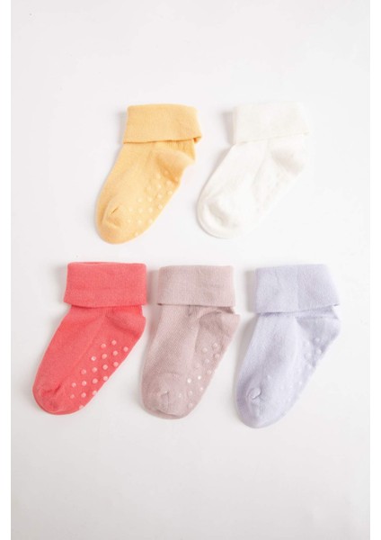 Kız Bebek Dikişsiz 5'li Pamuklu Uzun Çorap C4291A5NS