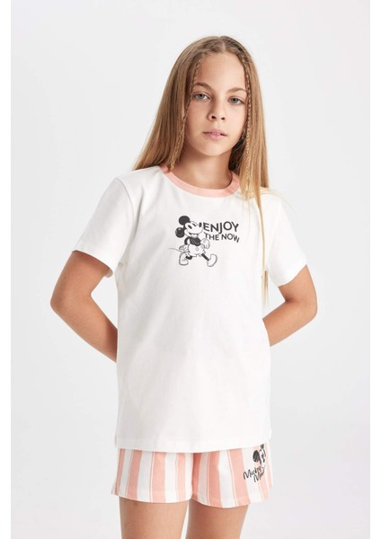 Kız Çocuk Disney Mickey & Minnie Pijama Takımı Kısa Kollu Üst Şort D2070A824SM