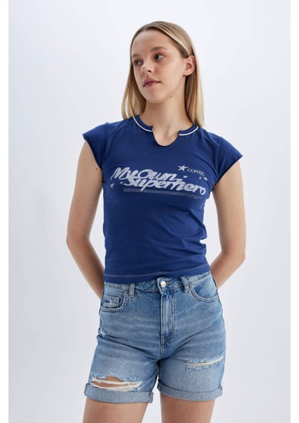 Boyfriend Yüksek Bel Katlamalı Paça Jean Şort C2469AX24SM