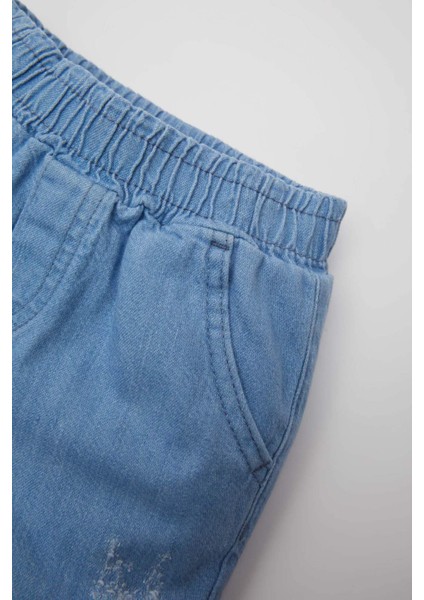 Erkek Bebek Etiket Baskılı Jean Şort C2305A524SM