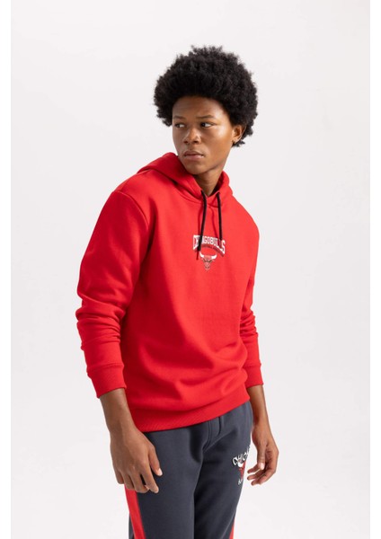 Fit NBA Chicago Bulls Standart Fit Kapüşonlu Kalın Sweatshirt A9788AX23WN fırsatları