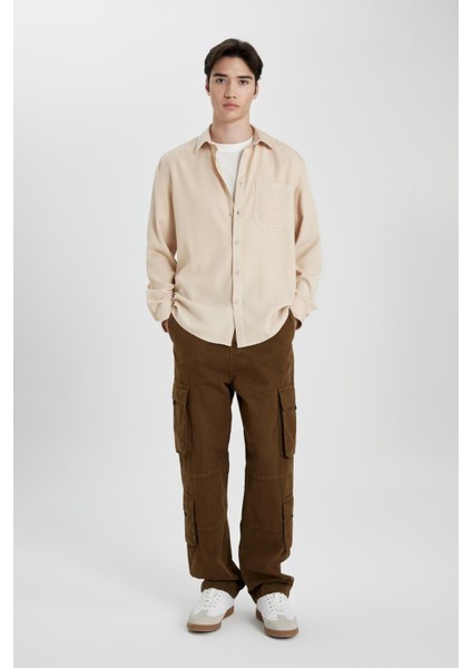 Baggy Fit Pantolon Kargo Cepli Geniş Kalıp Normal Bel Geniş Bol Paça B5906AX24SP