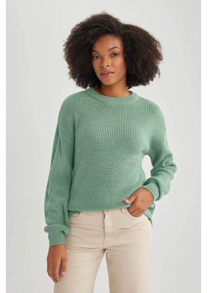 Regular Fit Bisiklet Yaka Basic Kazak H6905AZ23WN