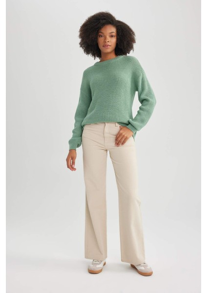 Regular Fit Bisiklet Yaka Basic Kazak H6905AZ23WN