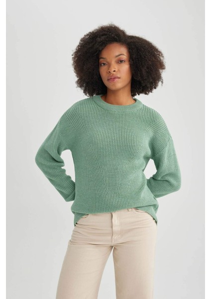 Regular Fit Bisiklet Yaka Basic Kazak H6905AZ23WN