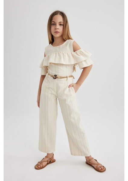 Kız Çocuk Wide Leg Geniş Paça Pamuklu Pantolon C1109A824SM