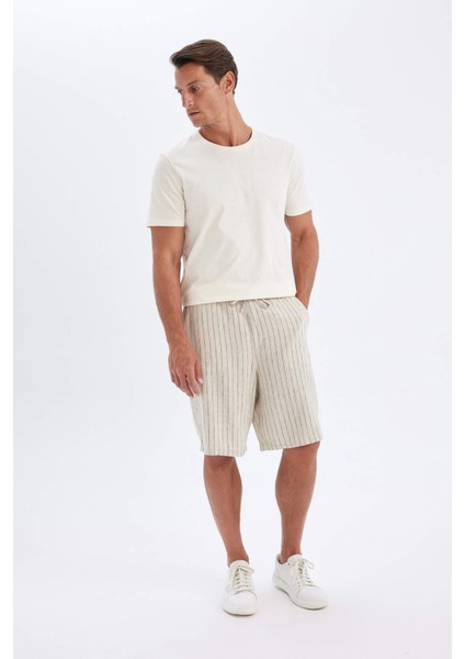 Relax Fit Keten Karışımlı Yazlık Bermuda Şort C1240AX24SM
