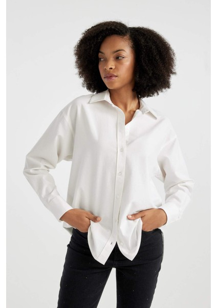 Oversize Geniş Kalıp Oxford Uzun Kollu Gömlek V2439AZ24SP
