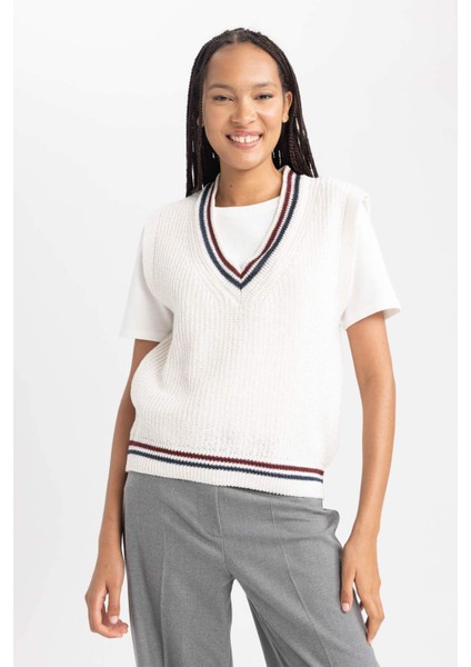 Oversize Fit V Yaka Süveter S0375AZ23WN