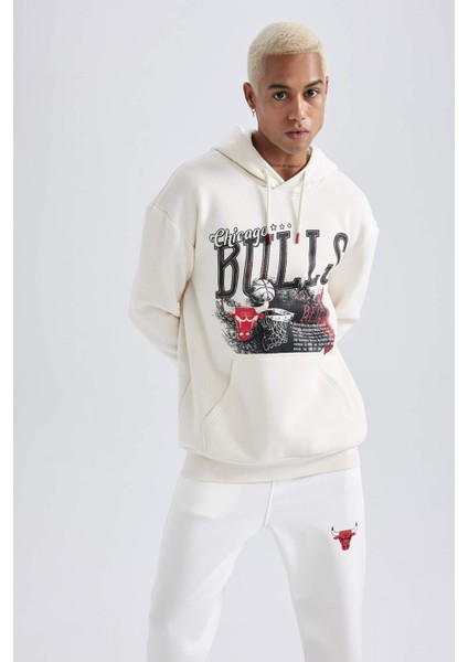 Fit NBA Chicago Bulls Boxy Fit Kapüşonlu Kalın Sweatshirt A7270AX23AU