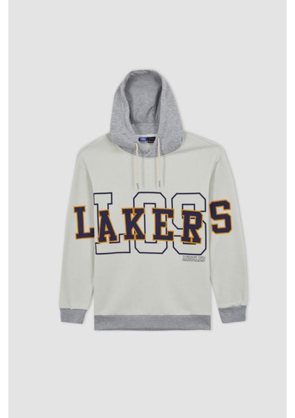 Fit NBA Los Angeles Lakers Boxy Fit Kapüşonlu Kalın Sweatshirt Y5640AZ23AU indirimleri