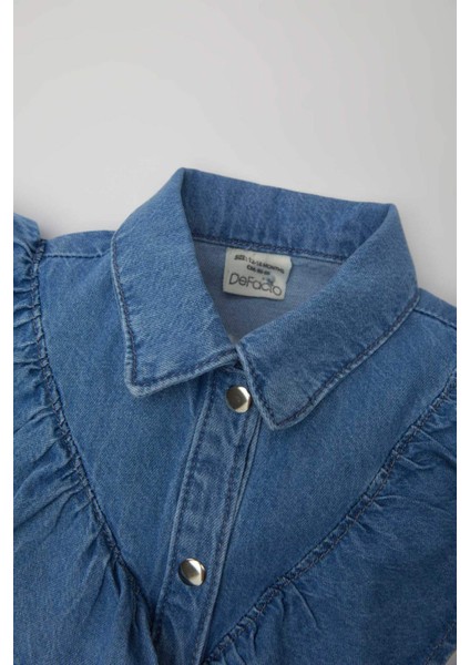 Kız Bebek Uzun Kollu Jean Elbise B8210A524SP