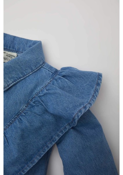 Kız Bebek Uzun Kollu Jean Elbise B8210A524SP