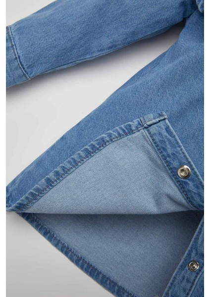 Kız Bebek Uzun Kollu Jean Elbise B8210A524SP