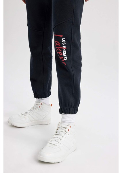 Fit NBA Los Angeles Lakers Jogger Eşofman Altı Kalın Esnek Bantlı Paça Beli Bağcıklı Cepli Uzun Boy B3938AX24SP