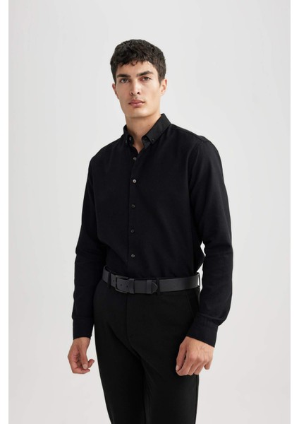 Modern Fit Dokulu Uzun Kollu Gömlek B6582AX23SM modelleri