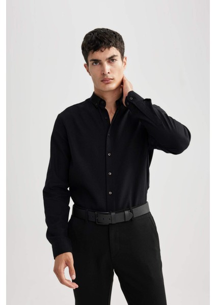 Modern Fit Dokulu Uzun Kollu Gömlek B6582AX23SM fırsatları