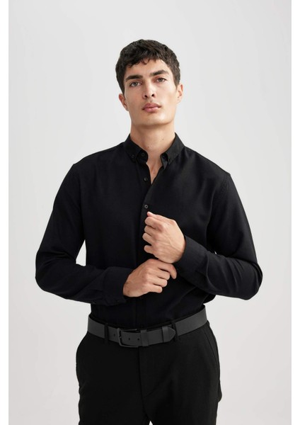Modern Fit Dokulu Uzun Kollu Gömlek B6582AX23SM indirimleri