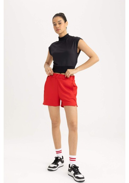 Fit Crop Dik Yaka Sporcu Kısa Kollu Ağır Kumaş Tişört B8966AX24SM