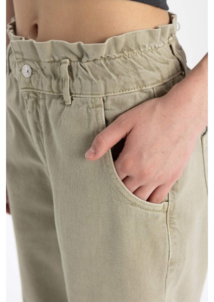 Paperbag Yüksek Bel Bilek Boy Hafif Düz Paça Jean Pantolon B8225AX24SP