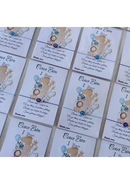 Kişiye Özel Kart Tasarımlı Nazar Boncuklu Bileklik liği (Söz,nişan,düğün,nikah,doğum,doğumgünü,bekarlığa Veda..) 24 Adet fiyatları