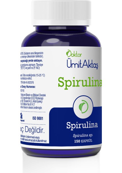 Dr. Ümit Aktaş Spirulina 150 Kapsül - Gıda Takviyesi