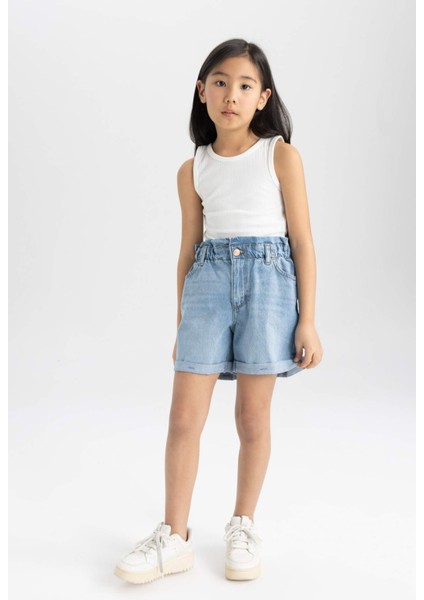 Kız Çocuk Paperbag Jean Şort B8113A824SM