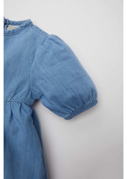 Kız Bebek Kısa Kollu Jean Elbise B8215A524SM