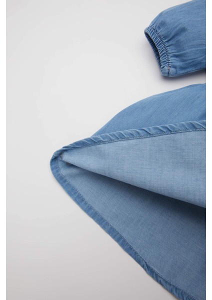 Kız Bebek Kısa Kollu Jean Elbise B8215A524SM