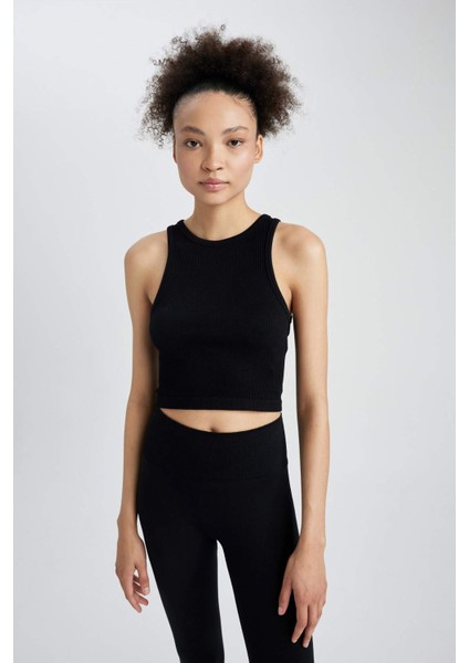 Fit Dikişsiz Bisiklet Yaka Seamless Basic Düz Atlet Y8435AZ23HS