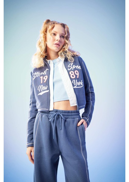 Coool Regular Fit Baskılı Fermuarlı Sweatshirt B6775AX23WN