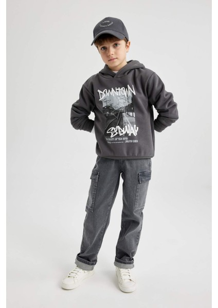 Erkek Çocuk Kapüşonlu Baskılı Kalın Sweatshirt B5862A823CW fiyatları