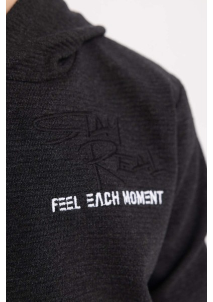Erkek Çocuk Kapüşonlu Baskılı Sweatshirt Eşofman Altı 2'li Takım B6662A823WN