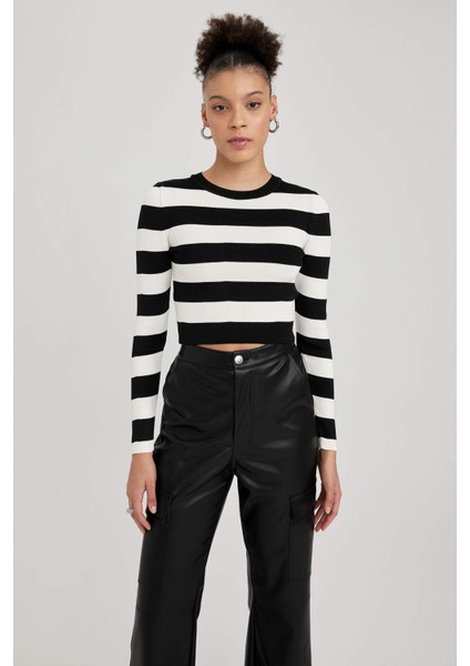 Coool Slim Fit Çizgili Bisiklet Yaka Kazak X6888AZ23AU