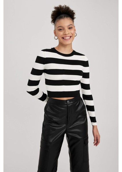 Coool Slim Fit Çizgili Bisiklet Yaka Kazak X6888AZ23AU modelleri