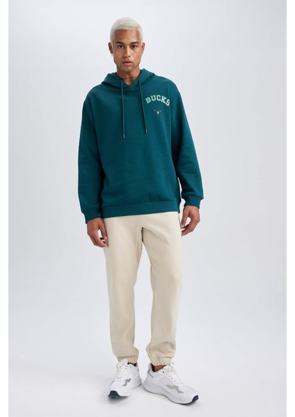 Fit NBA Milwaukee Bucks Standart Fit Kapüşonlu Kalın Sweatshirt A9675AX23WN