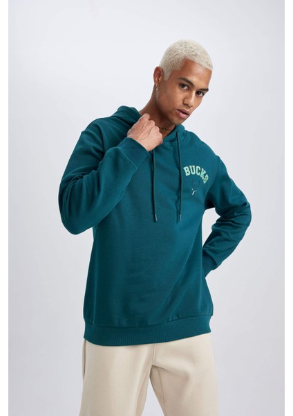 Fit NBA Milwaukee Bucks Standart Fit Kapüşonlu Kalın Sweatshirt A9675AX23WN