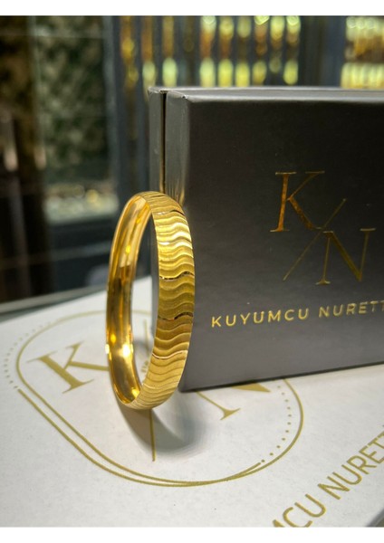 Kuyumcu Nurettin 10 gr (Gram) Mat Yılan Derisi Desenli Işçiliksiz Yatırımlık Şarnel Bilezik 22 Ayar Altın